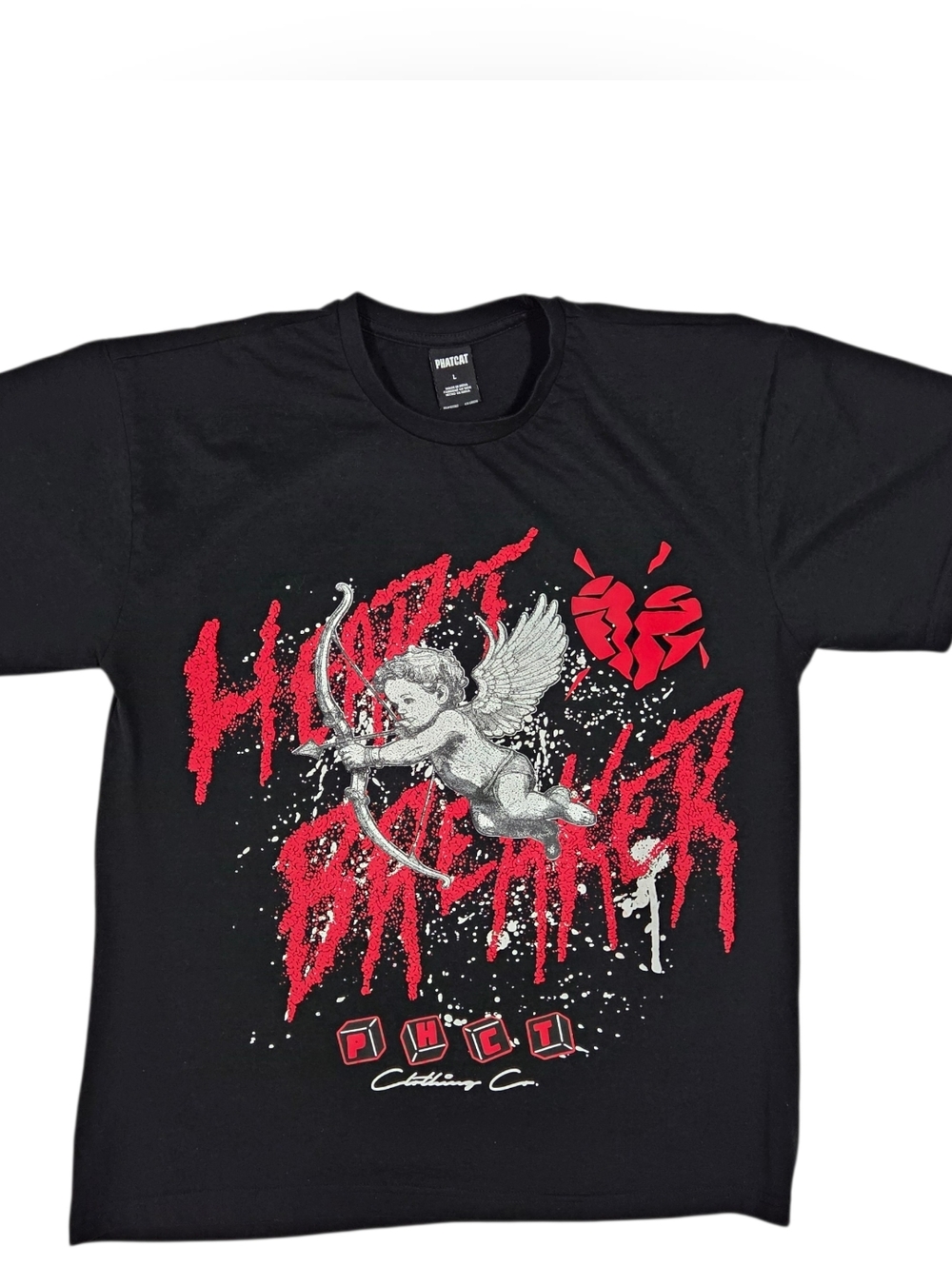 Heart Breaker Cherub T-Shirt Free Love Phatcat Black Red Adult Large Streetwear